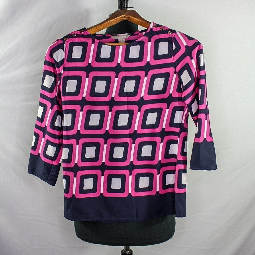 Banana Republic Blouse Square Geometric Print Size XS